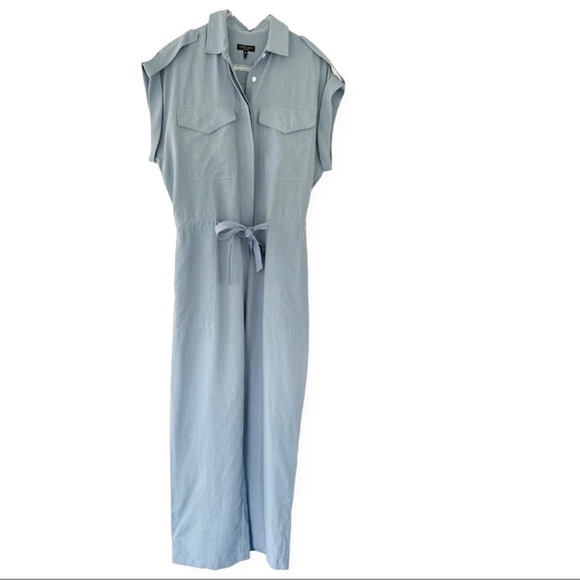 Rag & Bone Luna Jumpsuit Blue Linen Blend Excellent Size M - Picture 5 of 13